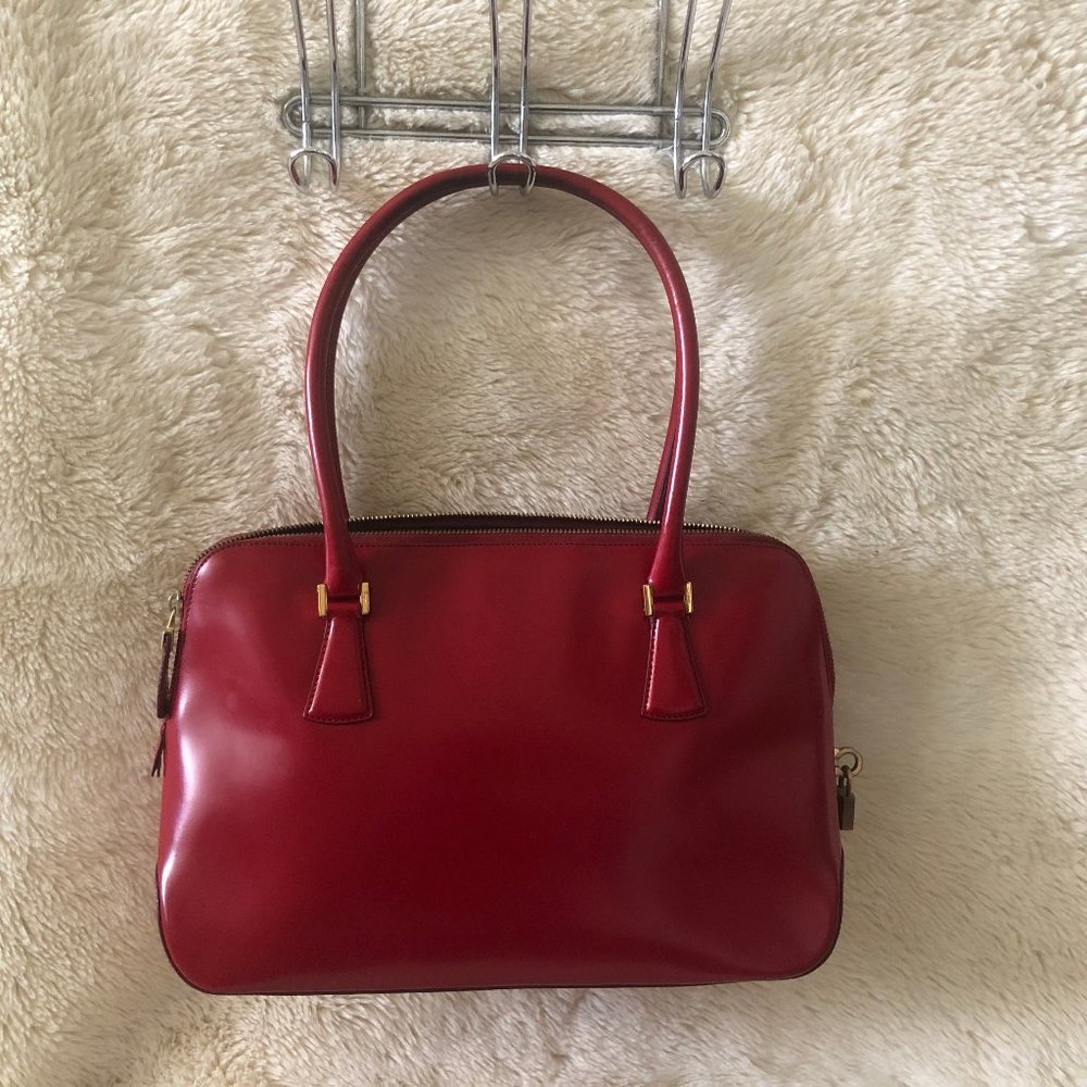 Salvatore Ferragamo Red Leather Top Handle Bag